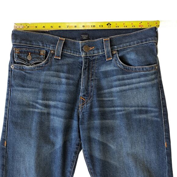 TRUE RELIGION Men's Ricky Relaxed Straight Fit Jeans Size 33 Flap Medium Wash - Picture 7 of 10